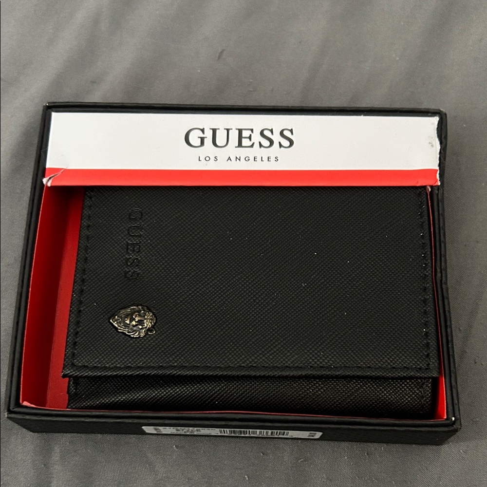 Guess Black Card Holder with Gold Accent